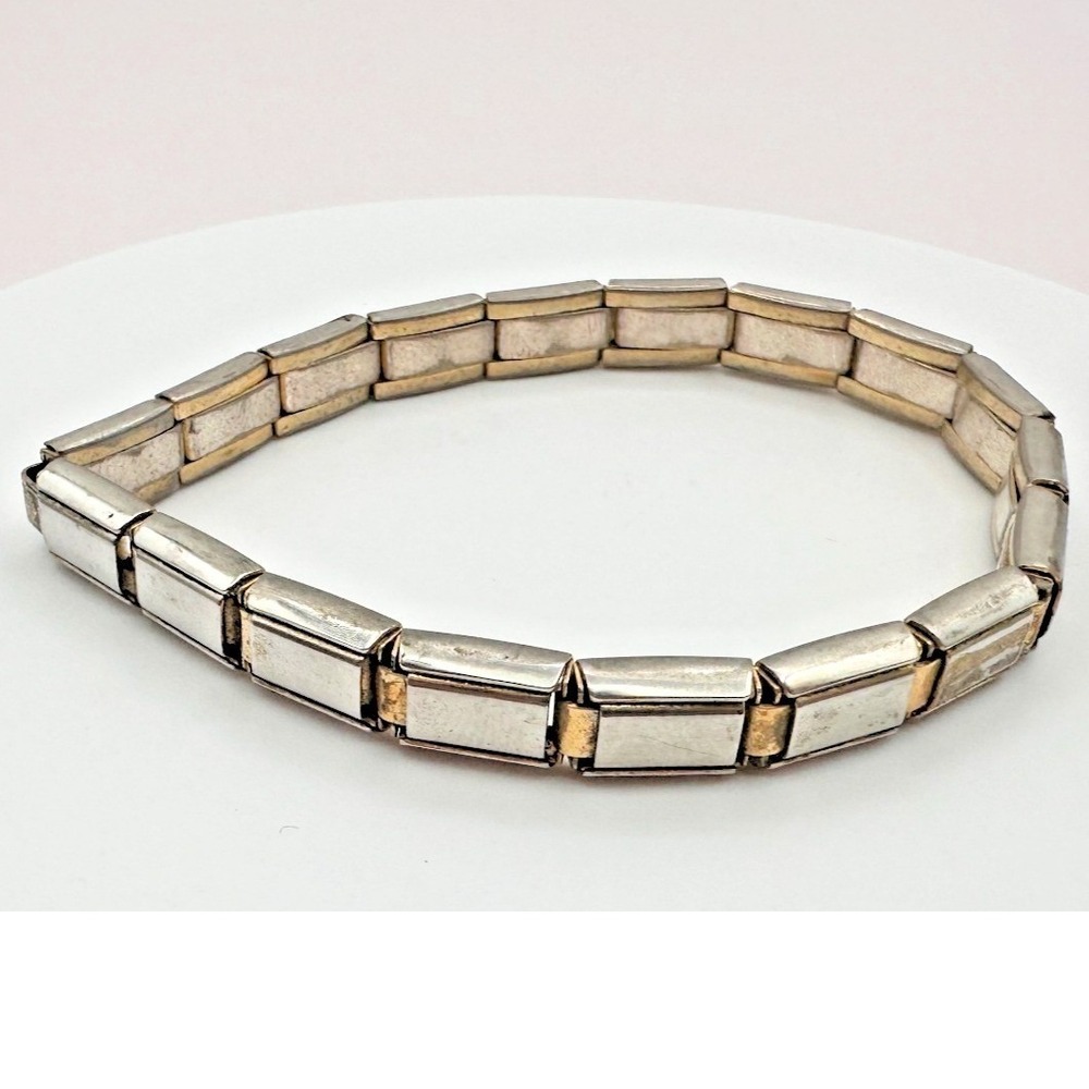 Vintage Y2K Italian Modular Link Charm Bracelet - Minimalist Boho Jewelry